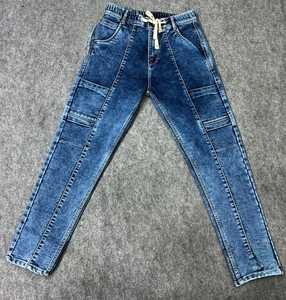 Unisex High Quality Customizable Denim <b>Jeans</b> 100% Cotton Colored Wash Lightweight Woolen Embroidered <b>Elastic</b> <b>Waist</b> Custom Logo - Product Image 3