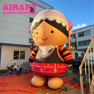 Modèle de poupée ethnique <span class=keywords><strong>gonflable</strong></span> géante, ballon <span class=keywords><strong>gonflable</strong></span> de mascotte de <span class=keywords><strong>femme</strong></span> de dessin animé de scène de fête de mariage pour la publicité - Product Image 2