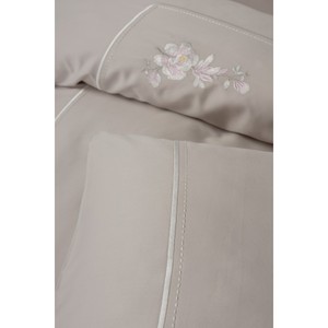 Alameda Lilac Luxury Cotton Box Embroidered Satin Double Duvet Cover <b>Set</b> 4pcs King Size Floral Bedding <b>Comforter</b> - Product Image 3