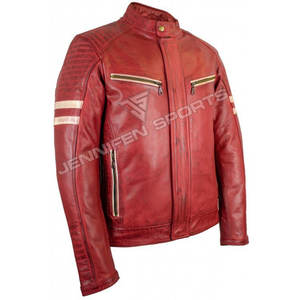 Veste de moto en cuir pour hommes personnalisée Poches avant en cuir de vachette véritable Fermeture à glissière à l'intérieur Doublure matelassée et en maille - Product Image 2