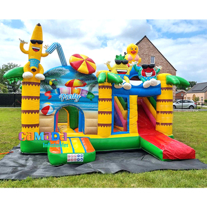 Castillo Inflable Comercial con Tobogán de Piña Tropical para Fiestas <span class=keywords><strong>en</strong></span> <span class=keywords><strong>la</strong></span> <span class=keywords><strong>Playa</strong></span> - Casa de Brinco Temática <span class=keywords><strong>en</strong></span> Oferta - Product Image 1