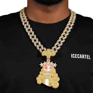 Pendentif Jésus personnalisé en or 14 carats inspiré de Takashi Murakami, breloques inspirées de Moissanite - Product Image 2