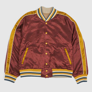 Chaqueta Bomber de béisbol de satén de alta calidad para hombre y mujer, cuello con capucha de seda bordado personalizado, venta al por mayor, 2025 - Product Image 1