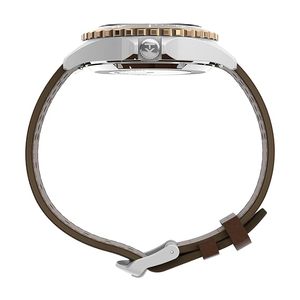 Mechanical Automatic Watch for Man with <b>Tan</b> Round Dial & <b>Brown</b> Leather Strap Band Water Resistant Men's Wrist Watches - Product Image 2