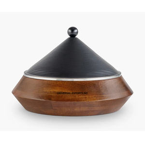 Olla de acero inoxidable con tapa de acabado mate, cazuela de mesa de forma redonda, tamaño personalizado, nuevo calentador de alimentos de Metal elegante - Product Image 6