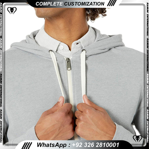 Logo Zipper Hoodie Men Streetwear High Quality Blank Heavyweight Cotton Oversized Hoodie Men - Product Image 3