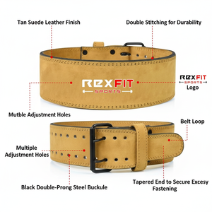 Cinturón de levantamiento de pesas REXFIT SPORTS para hombres y mujeres, hebilla de liberación rápida, ajuste ajustable, ideal para entrenamientos de gimnasio y levantamiento de potencia. - Product Image 2