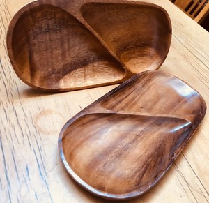 Plateau de service en bois avec deux compartiments, plat rétro à dosette de singe, plateau de service en bois de mangue - Product Image 4