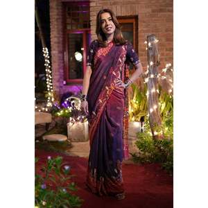Robe fourreau vintage violette en mousseline de soie - Product Image 1