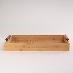 Acacia Wooden Rectangle Serving Tray With Handle for Kitchenware Home and Hotel <b>Tabletop</b> Tea & Coffee Serving Trays - Product Image 2