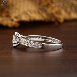 1.568 TDW Heart & Round Cut <b>Diamond</b> <b>Ring</b> 18k White Gold Bead Set Setting Cvd/Hpht <b>Diamond</b> Engagement <b>Ring</b> Lab Stone - Product Image 3