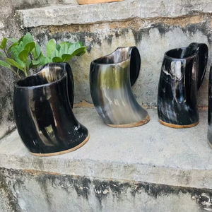 Tasse rustique en corne naturelle finition polie Style animal fabriqué à la main verres écologiques tasse durable pour café thé whisky - Product Image 1