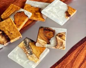 Hot Selling in International Market Epoxy Resins Wood Coasters Handmade Round Coaster Wood Art - Product Image 4