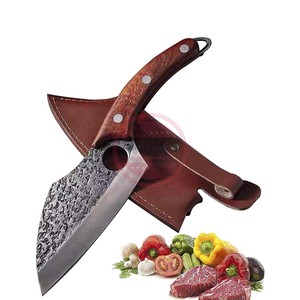 Cuchillo de carnicero de cocina con diseño martillado para exteriores, elegante, con Funda de cuero - Product Image 2