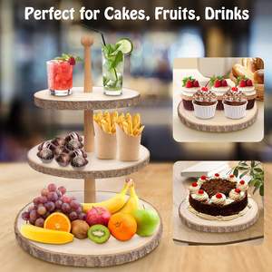 Support à Cupcake 3 niveaux support à Cupcake plateau à plusieurs niveaux en bois support à Cupcake rustique pour fête/mariage/anniversaire/bébé douche/décor - Product Image 4