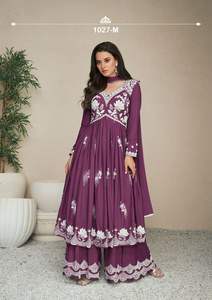 Último diseñador Heavy Rayon White Thread Sequences Fancy Palazzo Suite - Product Image 3