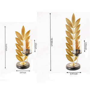 Gold Plated Leaves Handcrafted Metal High Quality Metal <b>Candle</b> Stand <b>Set</b> Luxury Home Decor for Christmas Decor Occasions Parties - Product Image 2