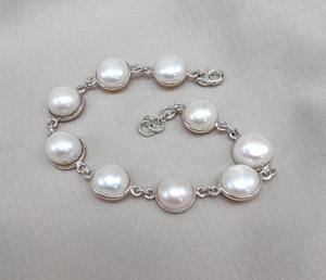 Bracelet tennis classique pour femme en argent sterling 925, perle tendance, fait main, cadeau de mariage - Product Image 1