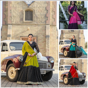 ÚLTIMO LORO NEGRO COLOR SUAVE GEORGETTE RICA FOIL TRABAJO LEHENGA CHOLI CON DUPATTA - Product Image 4