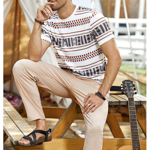 เสื้อยืดแขนสั้นเข้ารูปผ้าฝ้ายสำหรับผู้ชายแบบลำลองคอกลมแขนสั้นผ้าคอตตอนแห้งเร็ว - Product Image 3