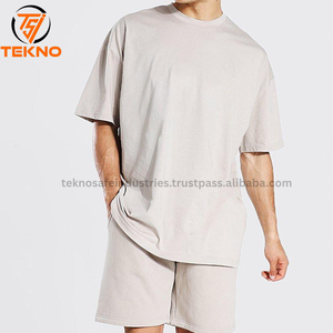 Conjunto informal de 2 piezas de camiseta y pantalones cortos con cintura elástica para hombre - Product Image 5