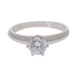Bague de fiançailles solitaire en or 14K ornée d'un diamant rond naturel brillant de 0,62 ct serti classique à six griffes - Product Image 4