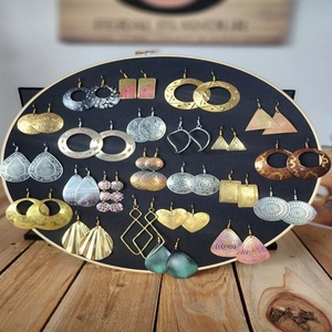 Shiny Gold Plated <b>Hook</b> <b>Earrings</b> Geometric <b>Earrings</b> Pair Brass Plain <b>Earrings</b> Handmade Matte Jewelry - Product Image 4