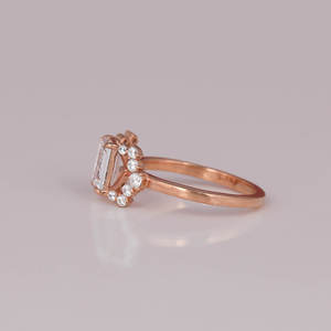 Emerald Cut Lab Grown Diamond Ring 14KT Rose Gold Plated Trendy New Style Engagement & Wedding Ring Gift for Women - Product Image 3