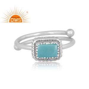 Handmade Design Fine Sterling Silver Natural Arizona Turquoise Gemstone <b>Adjustable</b> <b>Ring</b> Jewelry Manufacturer - Product Image 2