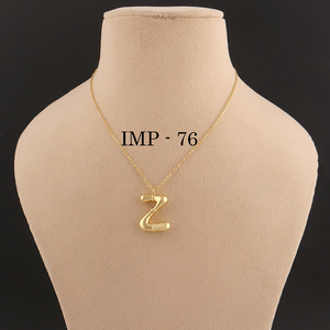 Collar de joyería unisex con letra inicial y nombre hinchado personalizado, colgante de globo de metal liso, chapado en oro de 18 quilates para mujeres y niñas, collares - Product Image 3