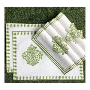 Elegant Sea Green Border Woven Linen Dinner Table <b>Mats</b> Non-slip <b>Waterproof</b> Disposable Heat Resistant Cup Coasters Placemats - Product Image 3