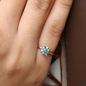 Bague de mariage et de fiançailles à breloques rondes en argent sterling 925 cultivé en laboratoire pour femme - Product Image 2