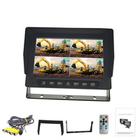 Moniteur multi-vues AHD 1080P de 7 pouces | Écran quadruple à 4 canaux | Étanche IP69K | Connecteur d'aviation à 4 broches | Dispositif de sécurité pour flotte de camions