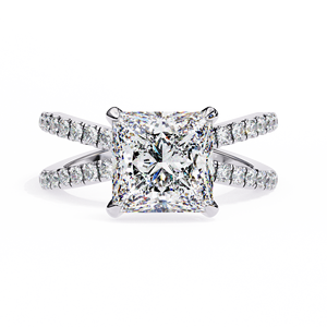 2.00 Carat IGI Certifié Princesse Cut Lab Grown Diamond Ring Double Band Engagement en Or Jaune Ethical Bridal Jewelry - Product Image 3