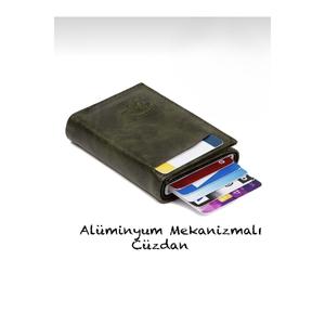 Portafoglio portacarte automatico Unisex con meccanismo in pelle nera-7 cmx10cm-