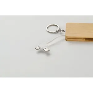BUPOW Personalized Bamboo <b>Charging</b> <b>Cable</b> Customizable Promotional Keychains & Carabiners for Gadgets - Product Image 2