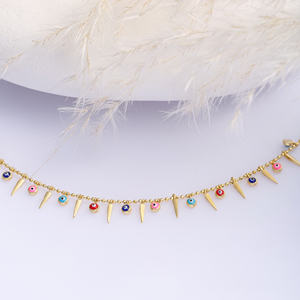 Spike and Mix Couleur Émail Forme D'oeil Rond Conception Shaker Collier En Gros À La Main Turc 925 Bijoux En Argent Sterling - Product Image 4