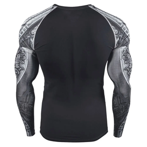 High Quality Full Sleeve Sublimation Printed 100% Polyester Rash Guard MMA BJJ <b>Compression</b> <b>Shirt</b> Breathable Gym <b>Custom</b> Fightwear - Product Image 2