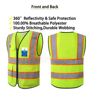 Gilet de sécurité réfléchissant en polyester léger direct d'usine Flash LED Caractéristiques étanches Veste de sécurité de style OEM - Product Image 2