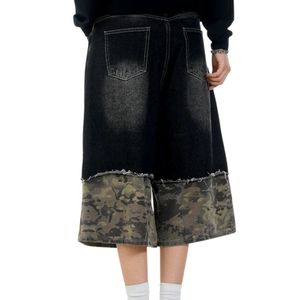 Short en jean baggy avec design de logo personnalisé, short en jean Hip Hop respirant délavé à l'acide noir en jean pour hommes - Product Image 2