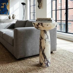 Table sur piétement en marbre blanc Calacatta de luxe, lavabo de salle de bain en pierre naturelle, vente en gros, mobilier de salle à manger moderne et décoration intérieure - Product Image 1