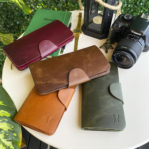 Genuine Leather Long Black Men's <b>Wallet</b> - Long Men's Card Holder Portfolio Handmade Business - Product Image 1