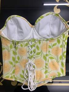 Bustier estructurado para mujer listo para usar sin tirantes cálido Beige estampado Floral poliéster Spandex acanalado texturizado Bi Stretch - Product Image 4