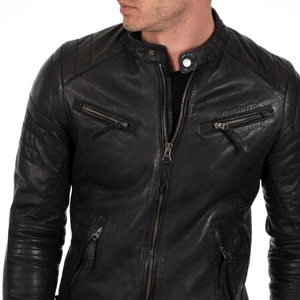 Veste en cuir pour motard en cuir d'agneau véritable vieilli Matériau de qualité supérieure Prix de gros vestes en cuir de mode pour hommes - Product Image 4