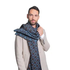 High Quality Modal Wool Scarf Stole With Circle | Made In Italy | For Luxury Man Style