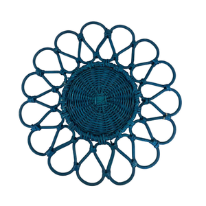 Hand <b>Woven</b> Natural Bamboo Rattan Flower Plate Non-slip Decorative Kitchen Table Mat Waterproof <b>Coaster</b> Wicker Made in Viet Nam - Product Image 6