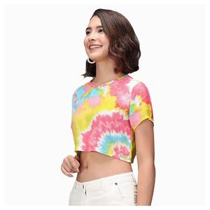 Top corto de cuello redondo para mujer, camiseta en blanco de algodón suave con logotipo Vintage personalizado - Product Image 4