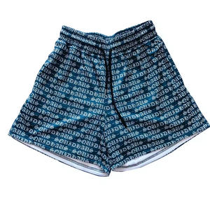 Vintage Streetwear Double <b>Mesh</b> Basketball <b>Shorts</b> <b>Men</b> Custom Printed Logo Embroidered Tackle Mid Waist Knitted Weave Digital - Product Image 1