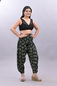 Femmes 100% coton taille haute imprimé pantalon été décontracté jambe large pyjama pantalon grande taille léger taille haute moyenne en gros - Product Image 2