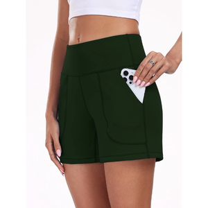 กางเกงโยคะผู้หญิงทรงใหม่ เอวกลาง ผ้าโพลีเอสเตอร์/สแปนเด็กซ์ ทรงปกติ ความยาวครึ่งขา ระบายอากาศได้ดี มีลาย  กระเป๋าข้าง เหมาะสำหรับออกกำลังกายที่ยิม - Product Image 5